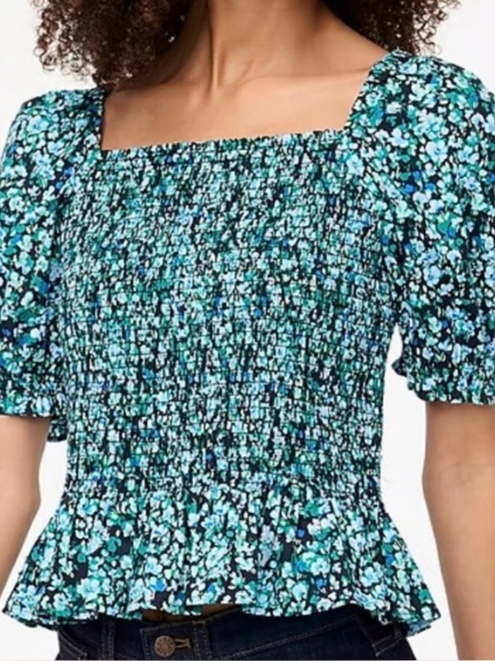 J Crew Charming Floral Smocked Top